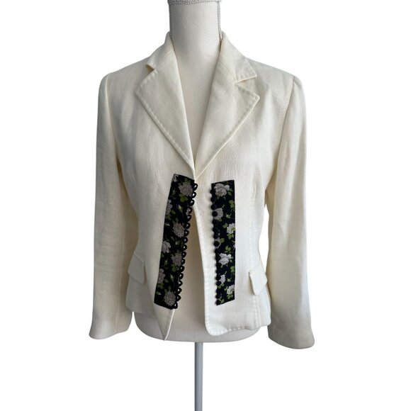 DOLCE & GABBANA Cream Floral Rose Buttoned Blazer Size IT 44 - Picture 11 of 11